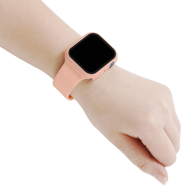 Apple Watch Series 7 45mm Silikone Rem med Cover og Hærdet Glas - Pink#serie_17