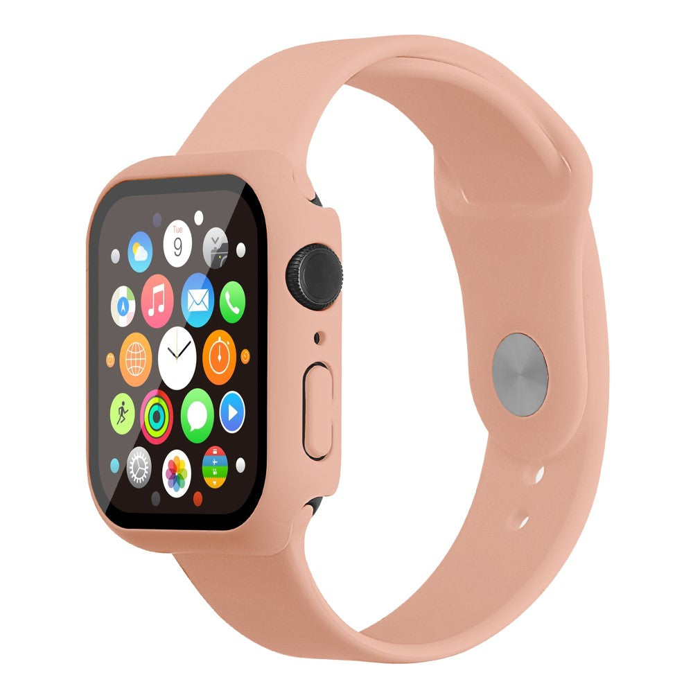 Apple Watch Series 7 45mm Silikone Rem med Cover og Hærdet Glas - Pink#serie_17