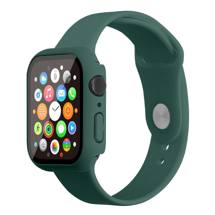 Apple Watch Series 7 45mm Silikone Rem med Cover og Hærdet Glas - Grøn#serie_18