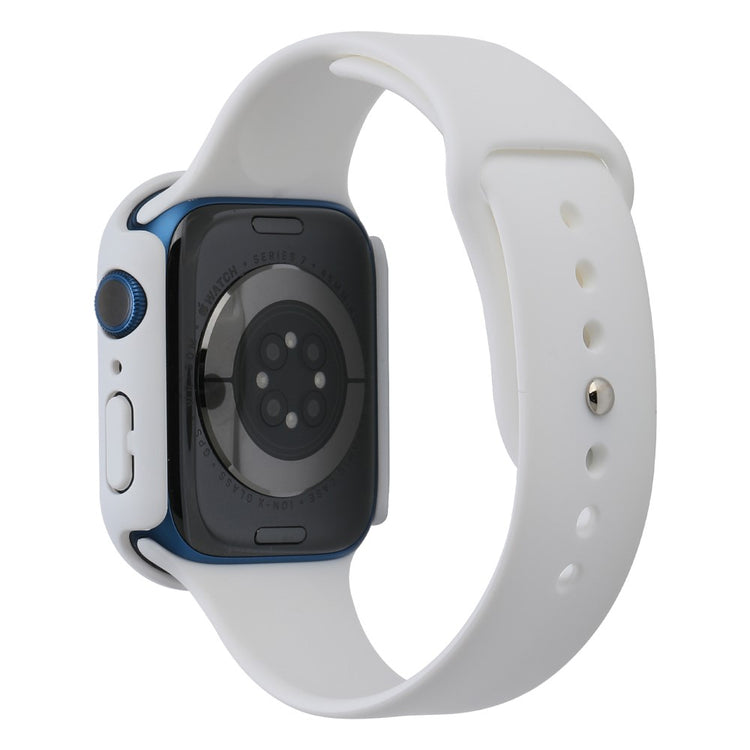 Apple Watch Series 7 45mm Silikone Rem med Cover og Hærdet Glas - Hvid#serie_2