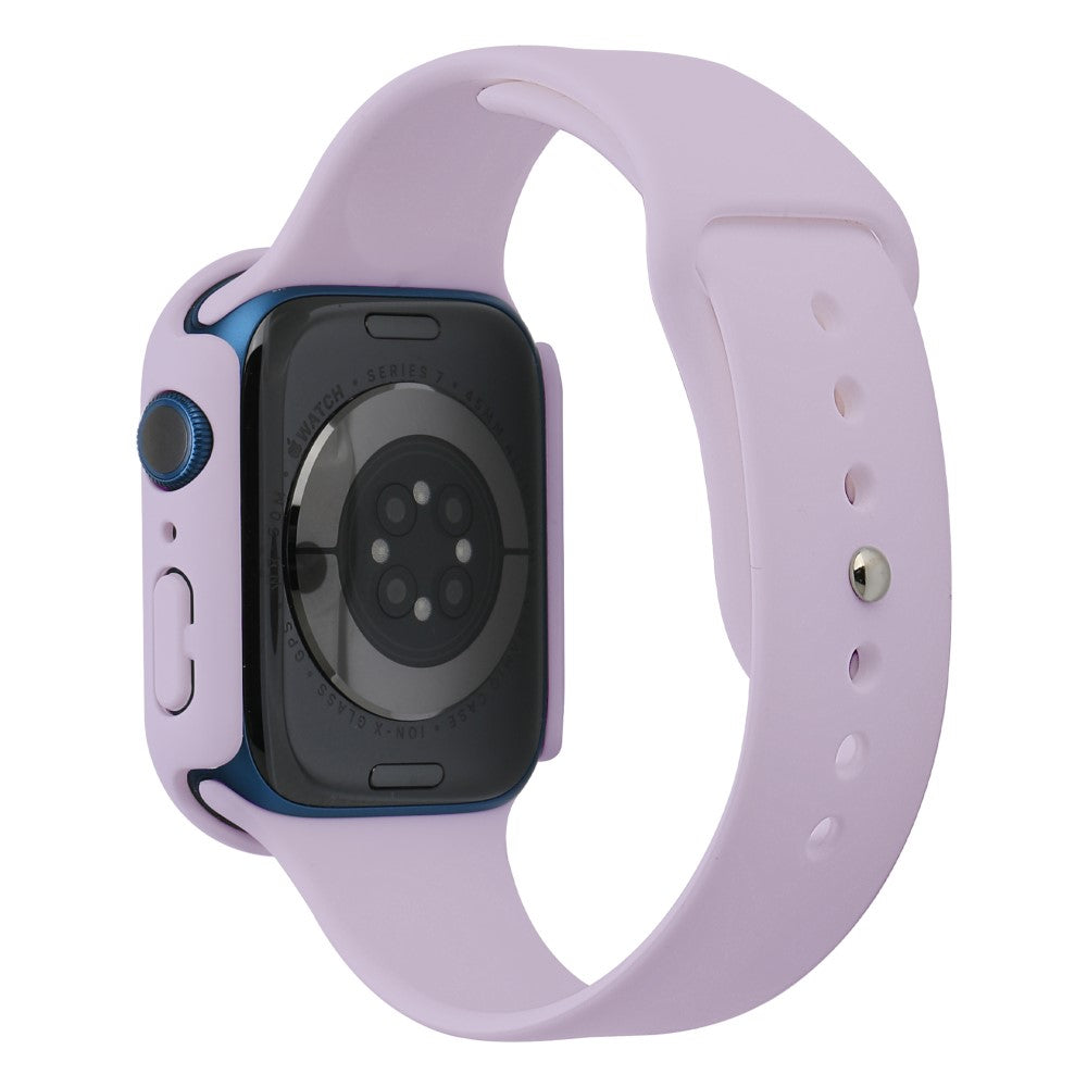 Apple Watch Series 7 45mm Silikone Rem med Cover og Hærdet Glas - Lilla#serie_22