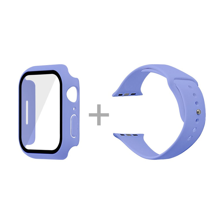 Apple Watch Series 7 45mm Silikone Rem med Cover og Hærdet Glas - Lilla#serie_23