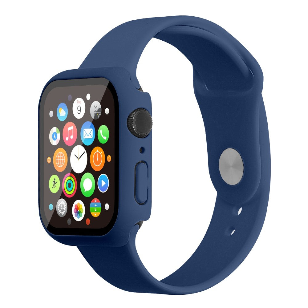 Apple Watch Series 7 45mm Silikone Rem med Cover og Hærdet Glas - Blå#serie_24