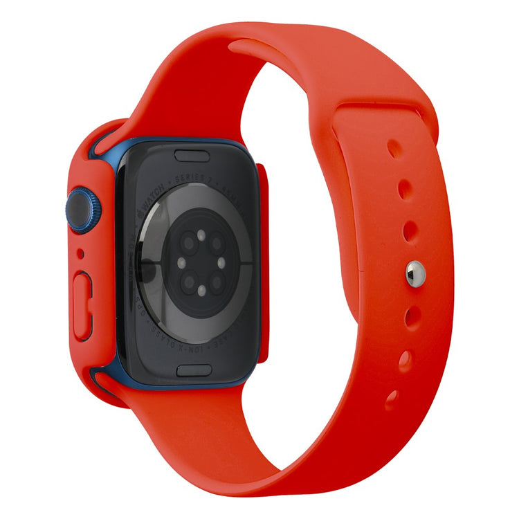 Apple Watch Series 7 45mm Silikone Rem med Cover og Hærdet Glas - Rød#serie_4