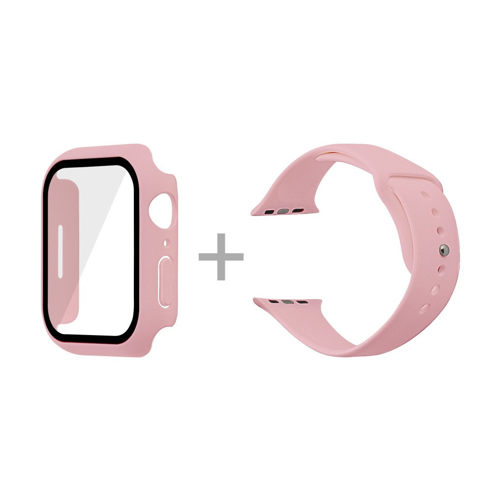 Apple Watch Series 7 45mm Silikone Rem med Cover og Hærdet Glas - Pink#serie_6