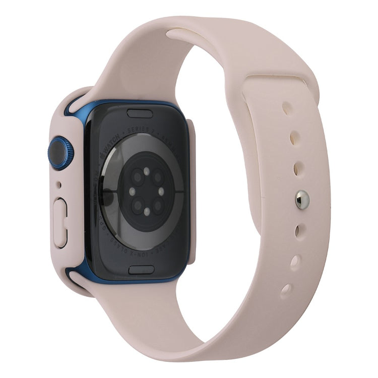 Apple Watch Series 7 45mm Silikone Rem med Cover og Hærdet Glas - Brun#serie_7