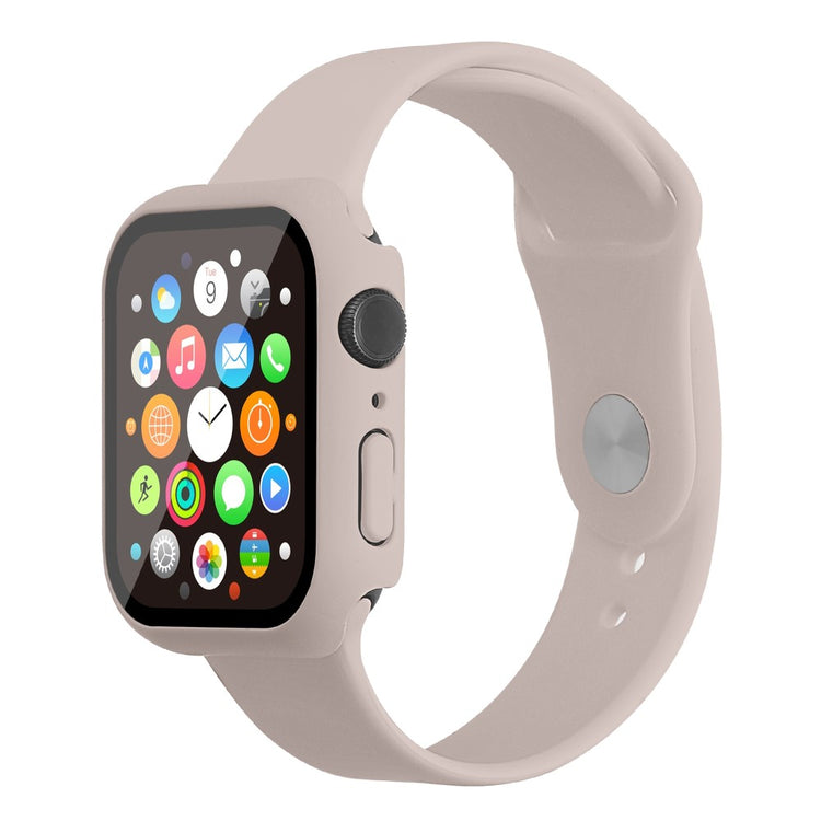 Apple Watch Series 7 45mm Silikone Rem med Cover og Hærdet Glas - Brun#serie_7