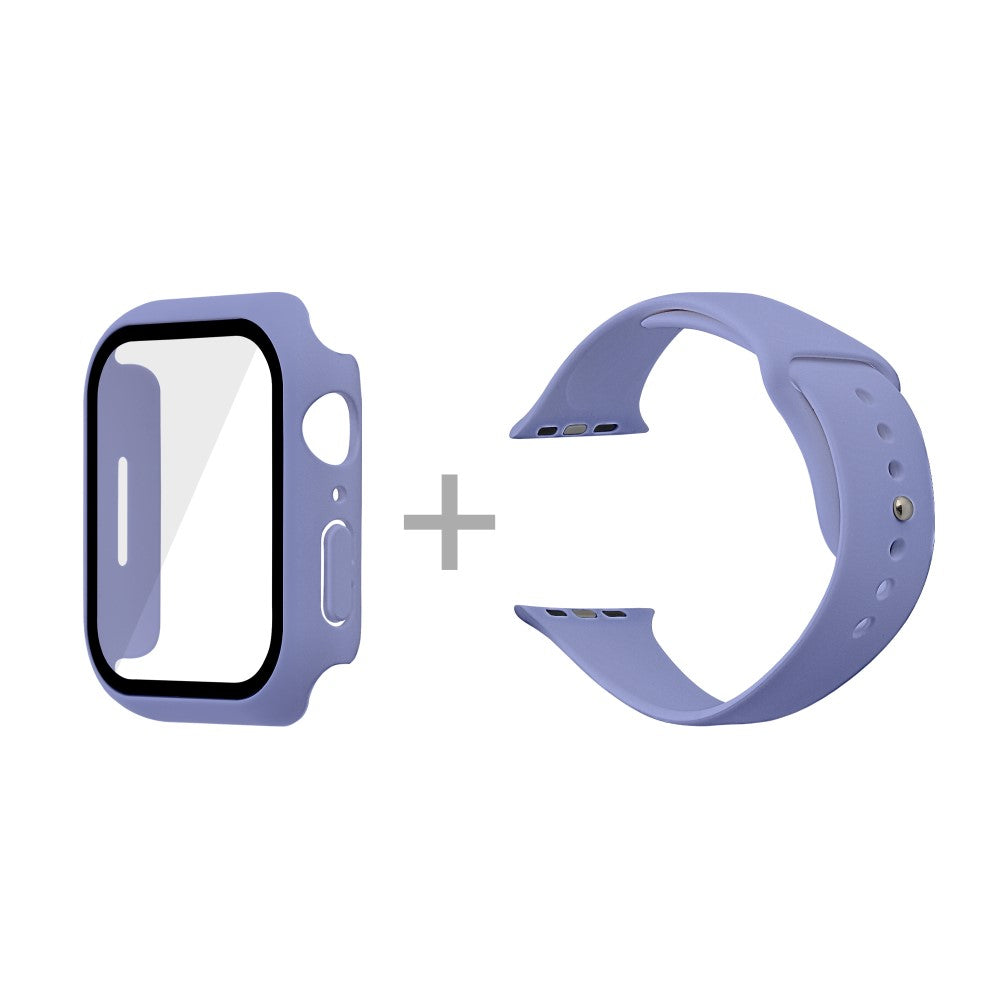 Apple Watch Series 7 45mm Silikone Rem med Cover og Hærdet Glas - Lilla#serie_9