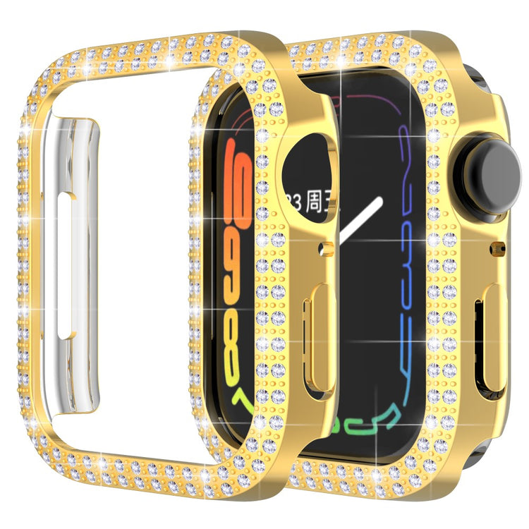 Apple Watch Series 7 45mm  Plastik og Rhinsten Bumper  - Guld#serie_3