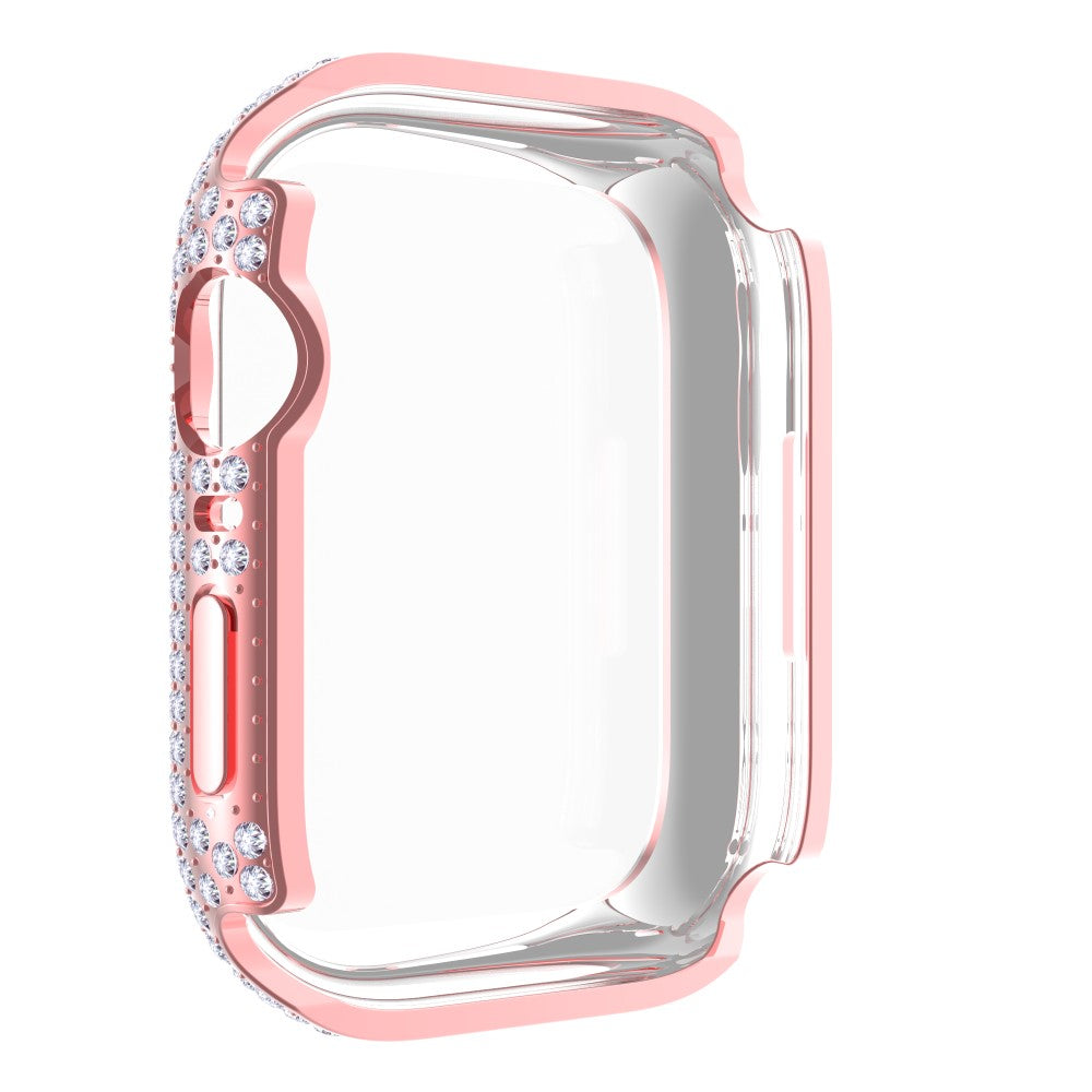 Mega Fint Apple Watch Series 7 45mm Cover med Skærmbeskytter i Plastik og Rhinsten - Pink#serie_2