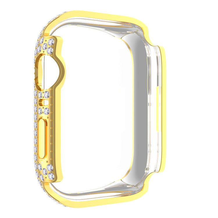 Mega Fint Apple Watch Series 7 45mm Cover med Skærmbeskytter i Plastik og Rhinsten - Guld#serie_4