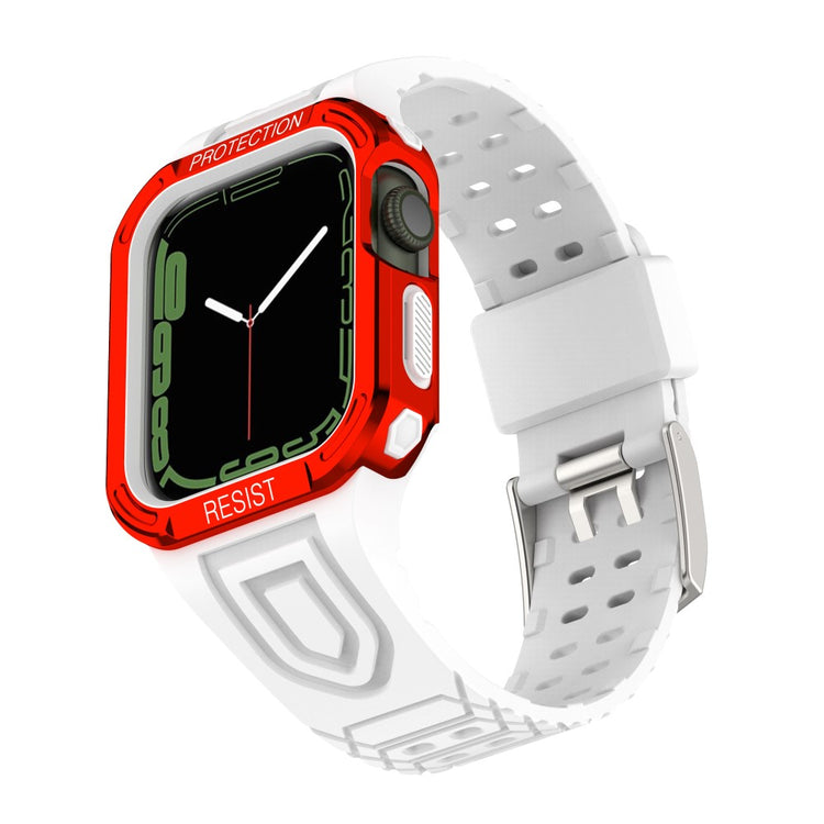 Apple Watch Series 7 45mm Plastik Rem med Etui - Hvid#serie_16