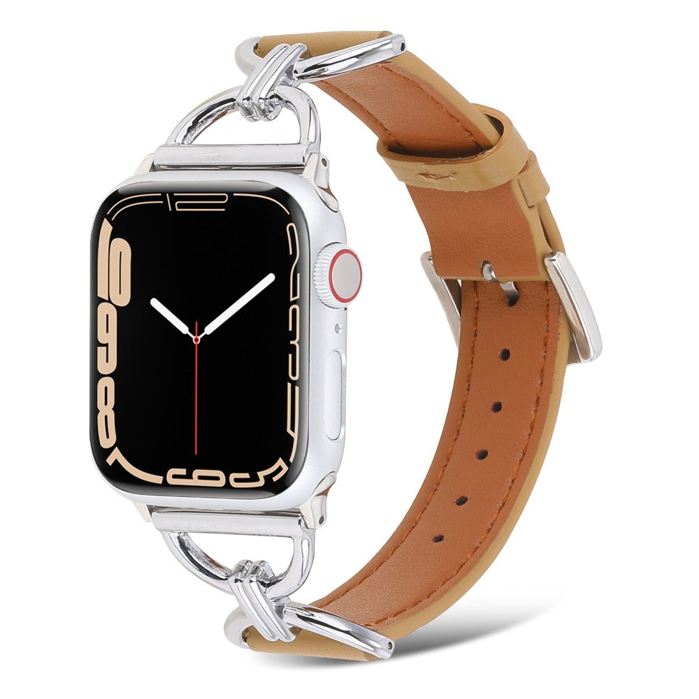Vildt fint Apple Watch Series 7 45mm Ægte læder Urrem - Brun#serie_4