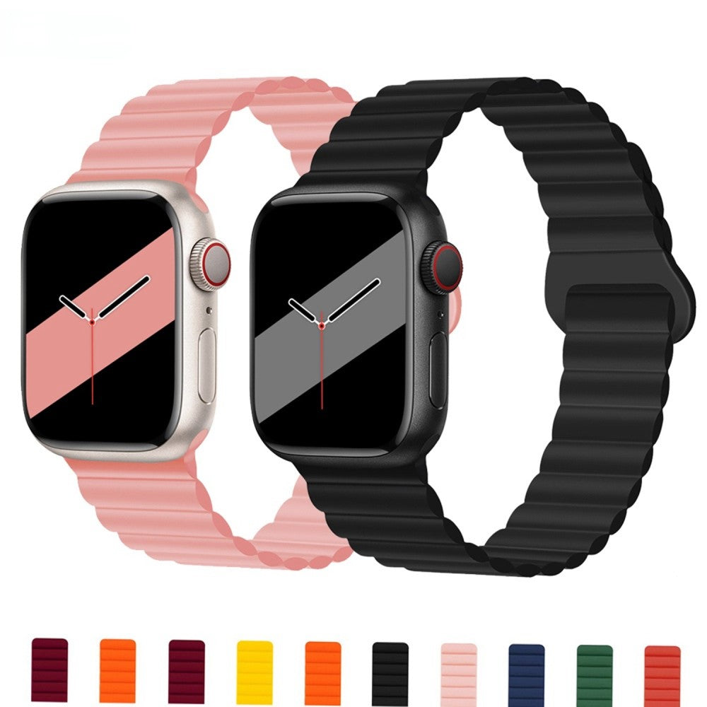 Mega kønt Apple Watch Series 7 45mm Silikone Urrem - Sort#serie_1