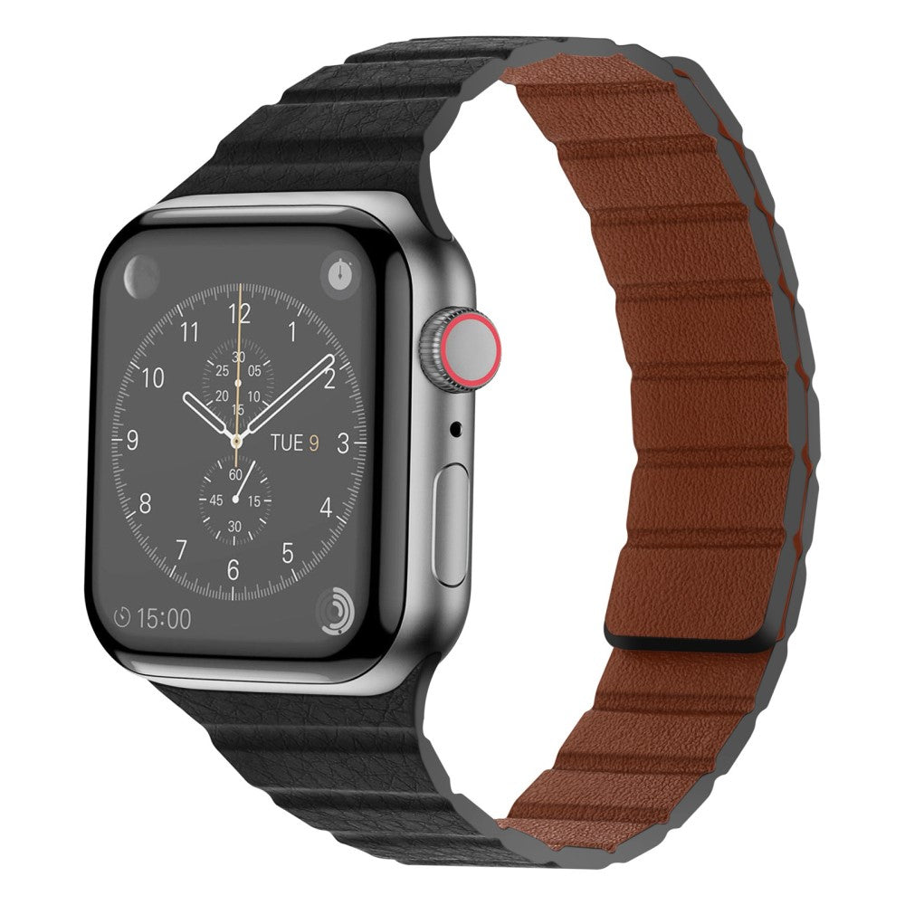 Pænt Universal Apple Ægte læder Urrem - Sort#serie_1