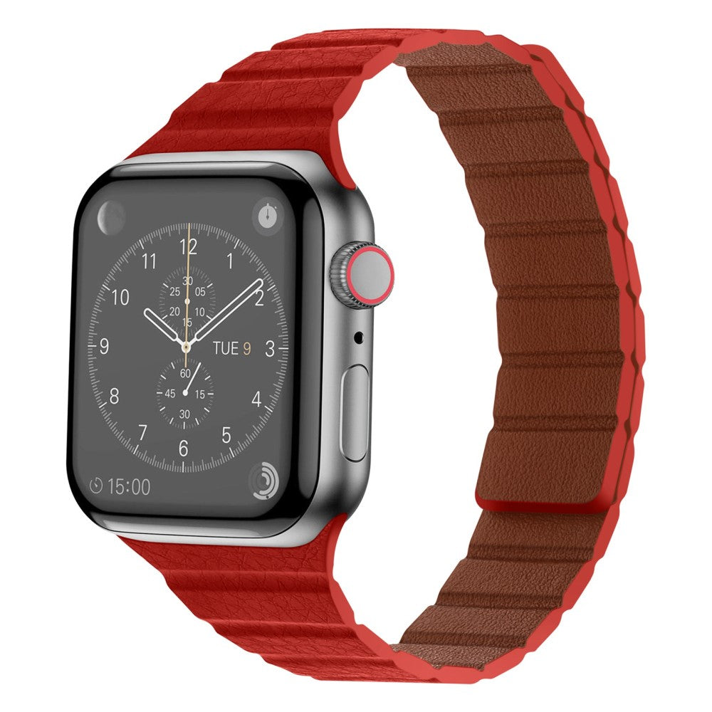 Pænt Universal Apple Ægte læder Urrem - Rød#serie_6