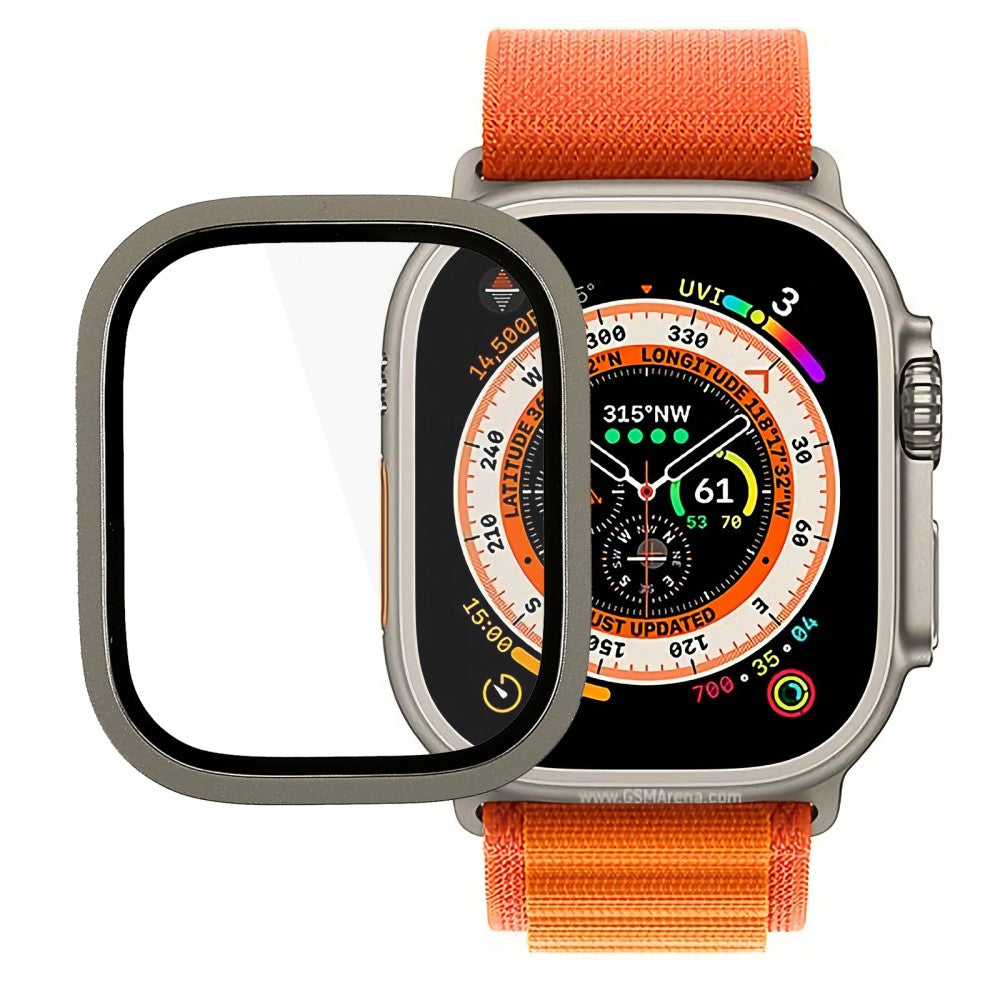 Mega Fed Apple Watch Ultra Cover med Skærmbeskytter i Metal og Hærdet Glas - Gennemsigtig#serie_052