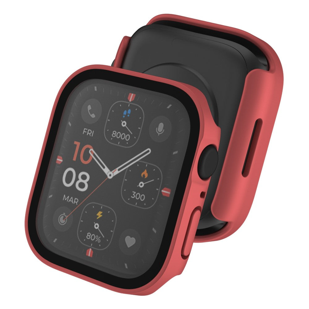 Mega Flot Apple Watch Series 8 (41mm) / Apple Watch Series 7 41mm Cover med Skærmbeskytter i Plastik og Hærdet Glas - Rød#serie_4