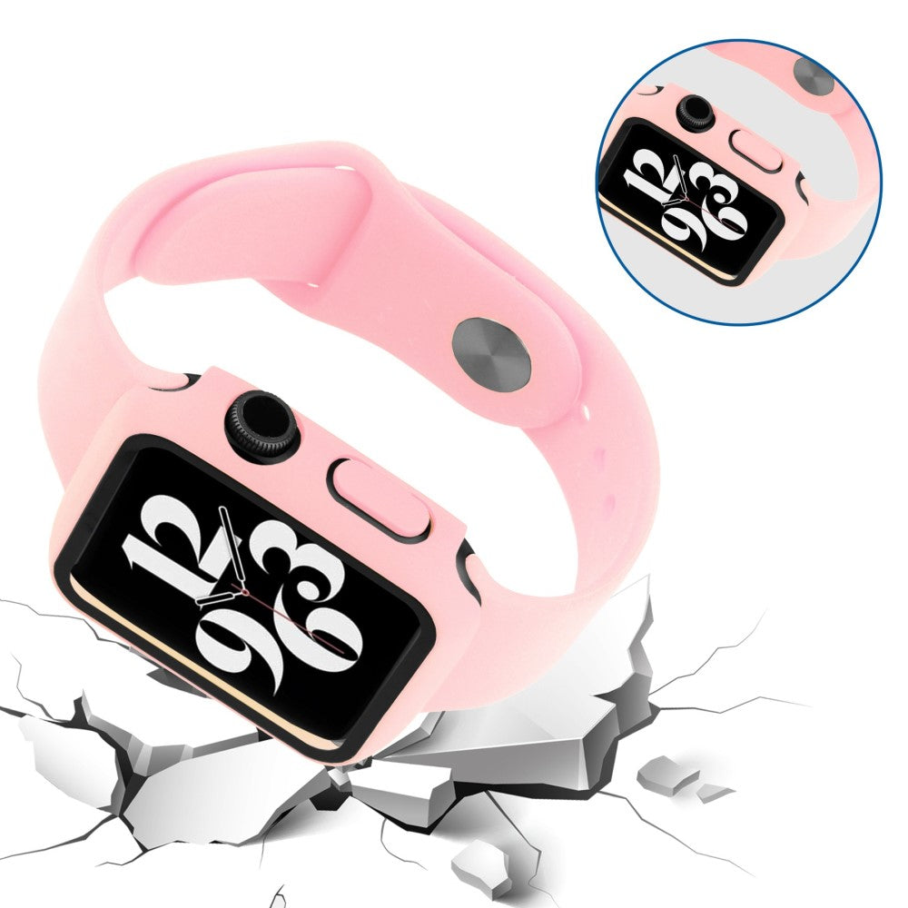 Apple Watch Series 8 (45mm) / Apple Watch Series 7 45mm Plastik Rem med Cover og Hærdet Glas - Pink#serie_11