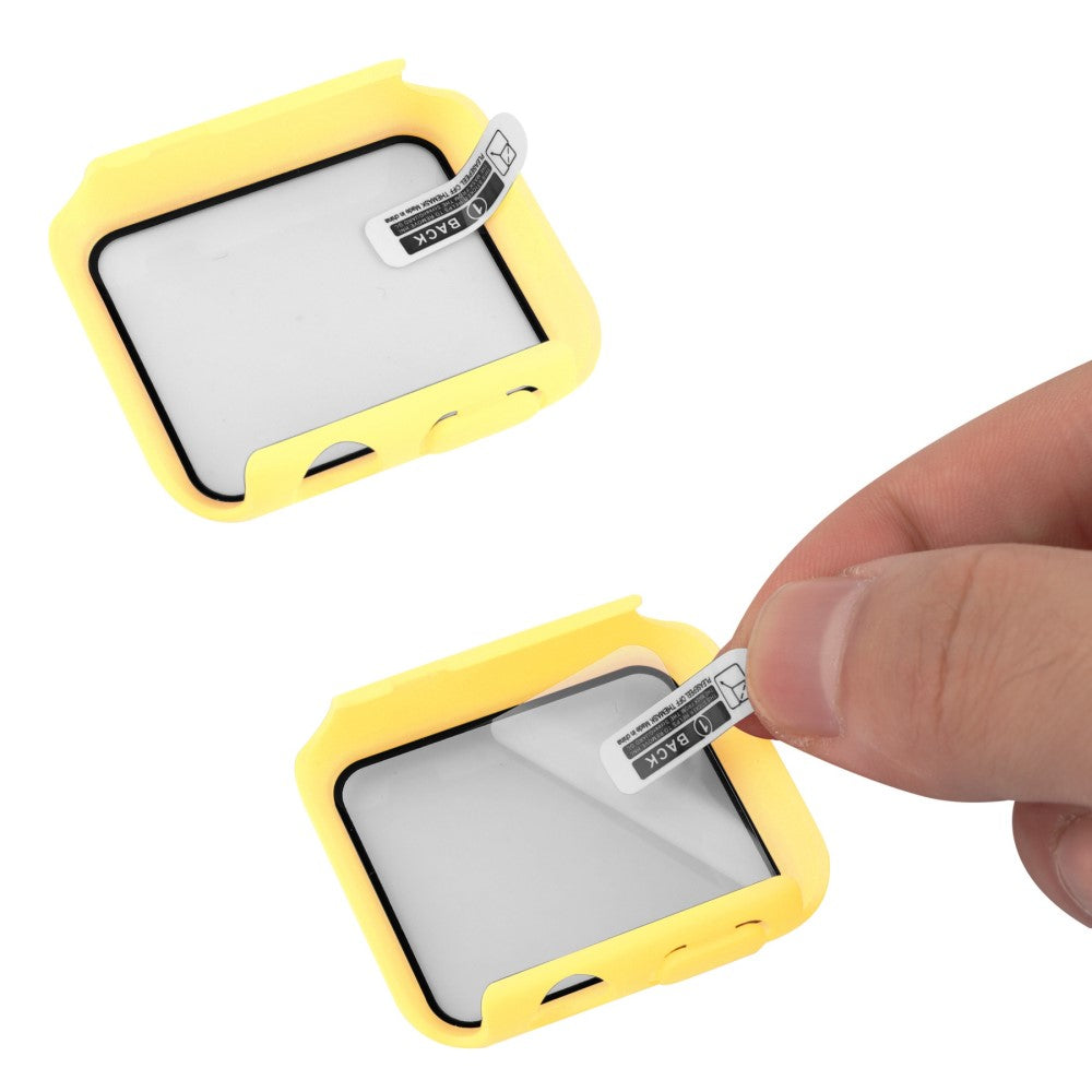 Apple Watch Series 8 (45mm) / Apple Watch Series 7 45mm Plastik Rem med Cover og Hærdet Glas - Gul#serie_12