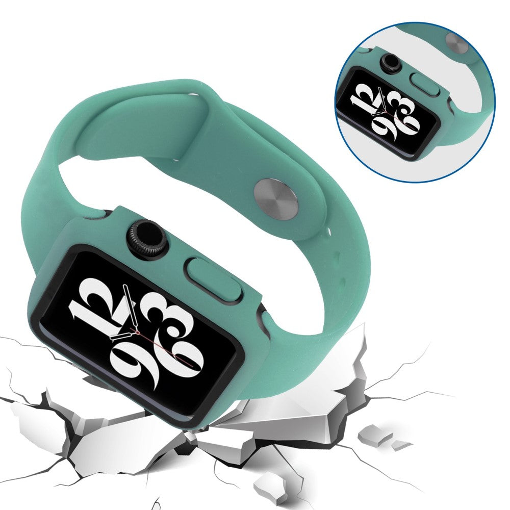 Apple Watch Series 8 (45mm) / Apple Watch Series 7 45mm Plastik Rem med Cover og Hærdet Glas - Grøn#serie_15