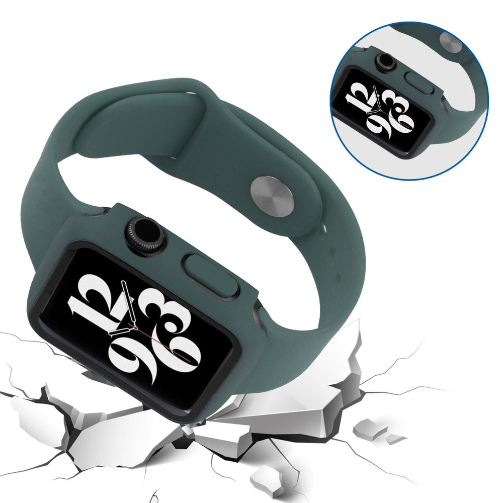 Apple Watch Series 8 (45mm) / Apple Watch Series 7 45mm Plastik Rem med Cover og Hærdet Glas - Grøn#serie_2