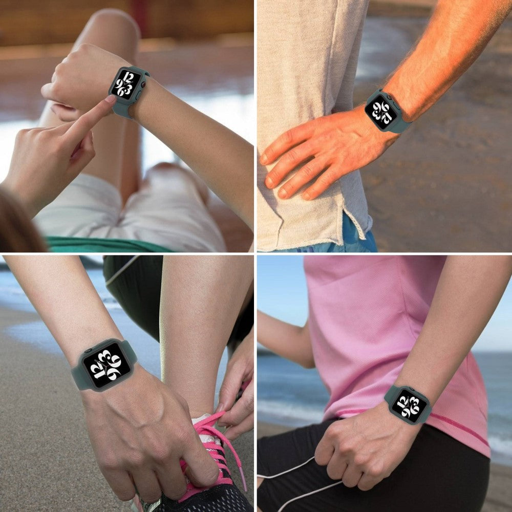 Apple Watch Series 8 (45mm) / Apple Watch Series 7 45mm Plastik Rem med Cover og Hærdet Glas - Grøn#serie_2