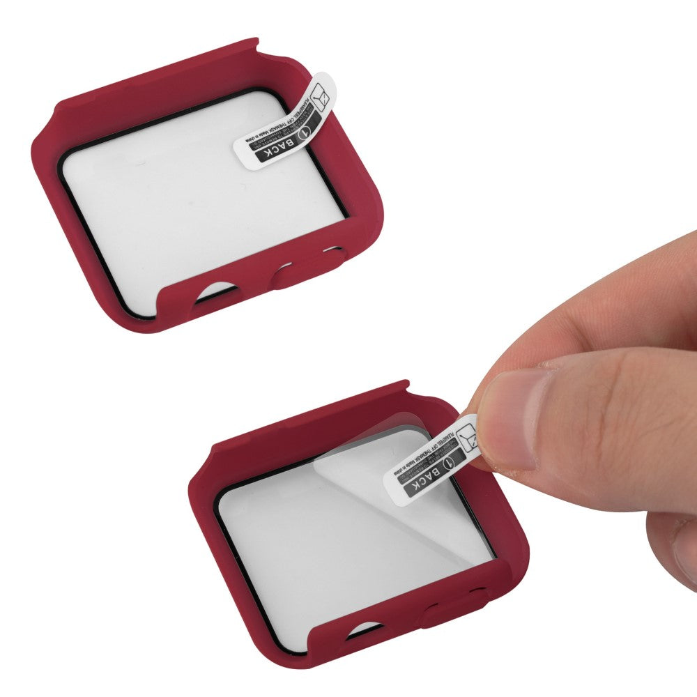 Apple Watch Series 8 (45mm) / Apple Watch Series 7 45mm Plastik Rem med Cover og Hærdet Glas - Rød#serie_3