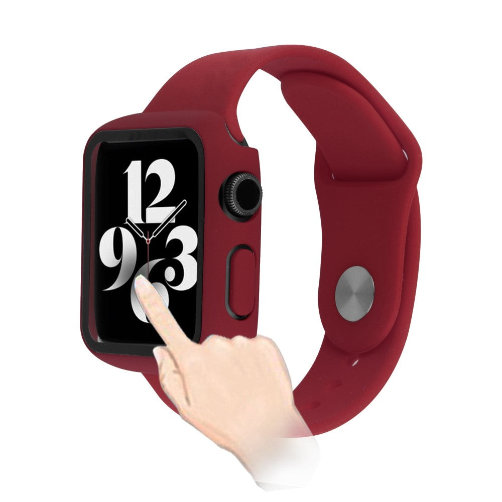 Apple Watch Series 8 (45mm) / Apple Watch Series 7 45mm Plastik Rem med Cover og Hærdet Glas - Rød#serie_3