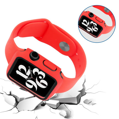 Apple Watch Series 8 (45mm) / Apple Watch Series 7 45mm Plastik Rem med Cover og Hærdet Glas - Rød#serie_4