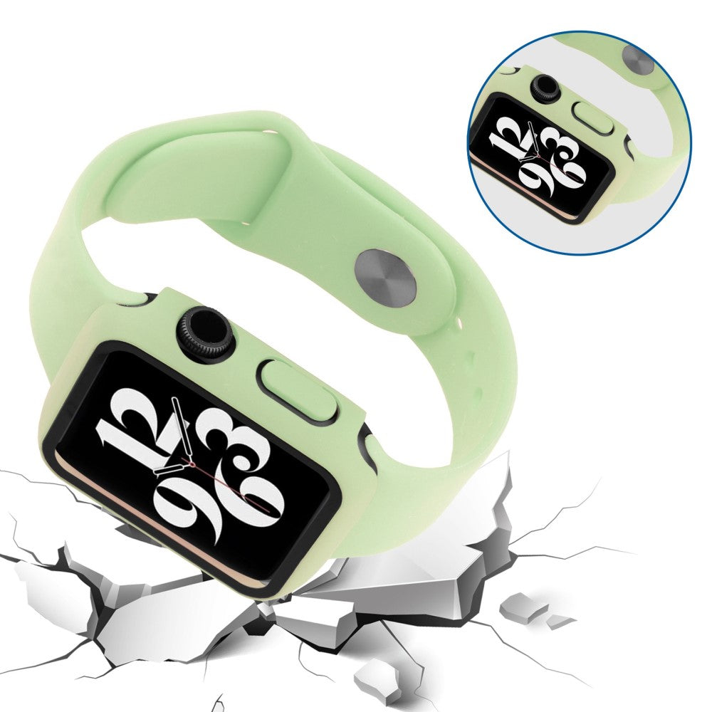Apple Watch Series 8 (45mm) / Apple Watch Series 7 45mm Plastik Rem med Cover og Hærdet Glas - Grøn#serie_5