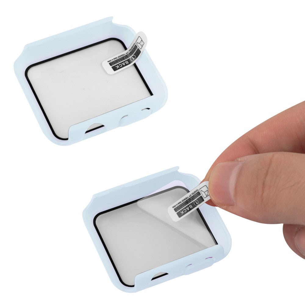 Apple Watch Series 8 (45mm) / Apple Watch Series 7 45mm Plastik Rem med Cover og Hærdet Glas - Blå#serie_6
