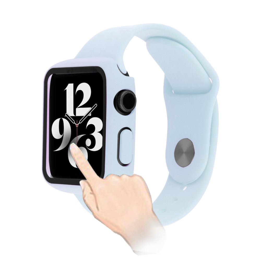 Apple Watch Series 8 (45mm) / Apple Watch Series 7 45mm Plastik Rem med Cover og Hærdet Glas - Blå#serie_6