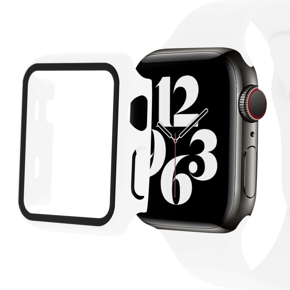 Apple Watch Series 8 (45mm) / Apple Watch Series 7 45mm Plastik Rem med Cover og Hærdet Glas - Hvid#serie_7