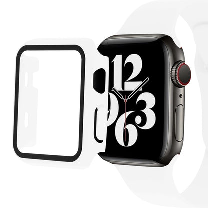 Apple Watch Series 8 (45mm) / Apple Watch Series 7 45mm Plastik Rem med Cover og Hærdet Glas - Hvid#serie_7