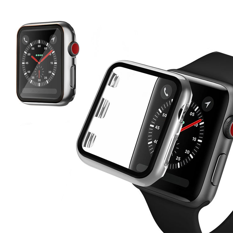 Alle Tiders Apple Watch Series 1-3 42mm Cover med Skærmbeskytter i Hærdet Glas - Sølv#serie_4