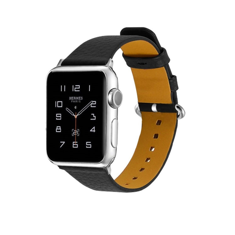 Rigtigt flot Apple Watch Series 1-3 42mm Ægte læder Rem - Sort#serie_1