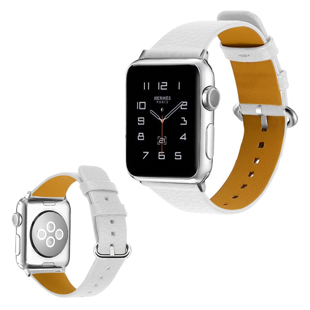 Rigtigt flot Apple Watch Series 1-3 42mm Ægte læder Rem - Hvid#serie_2