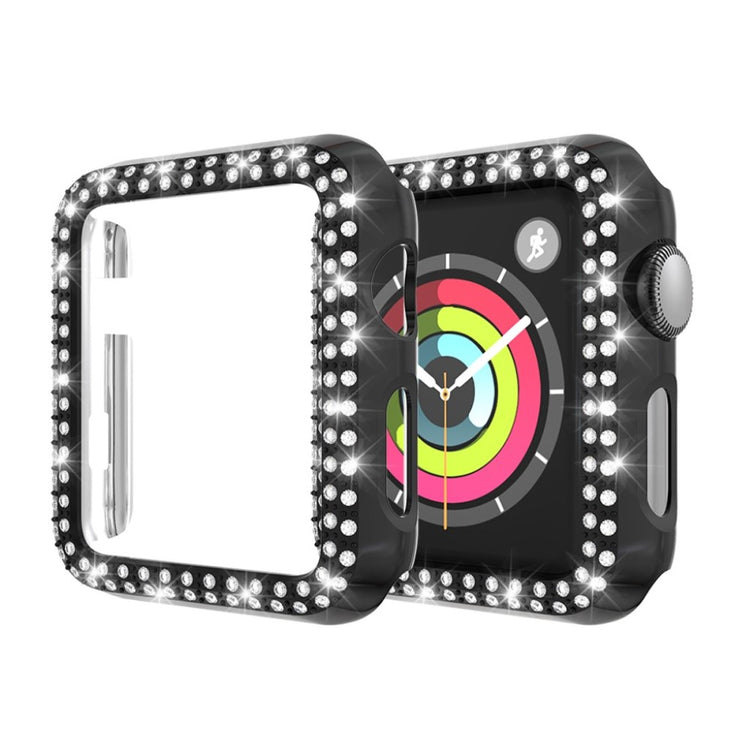 Rigtigt Fint Apple Watch Series 1-3 38mm Plastik og Rhinsten Cover - Sort#serie_1