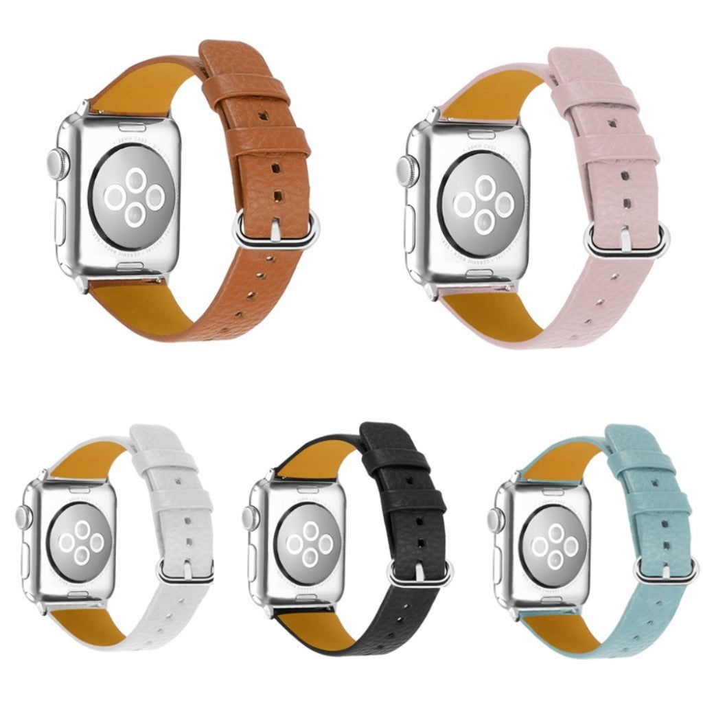 Skøn Apple Watch Series 1-3 38mm Ægte læder Rem - Sort#serie_1