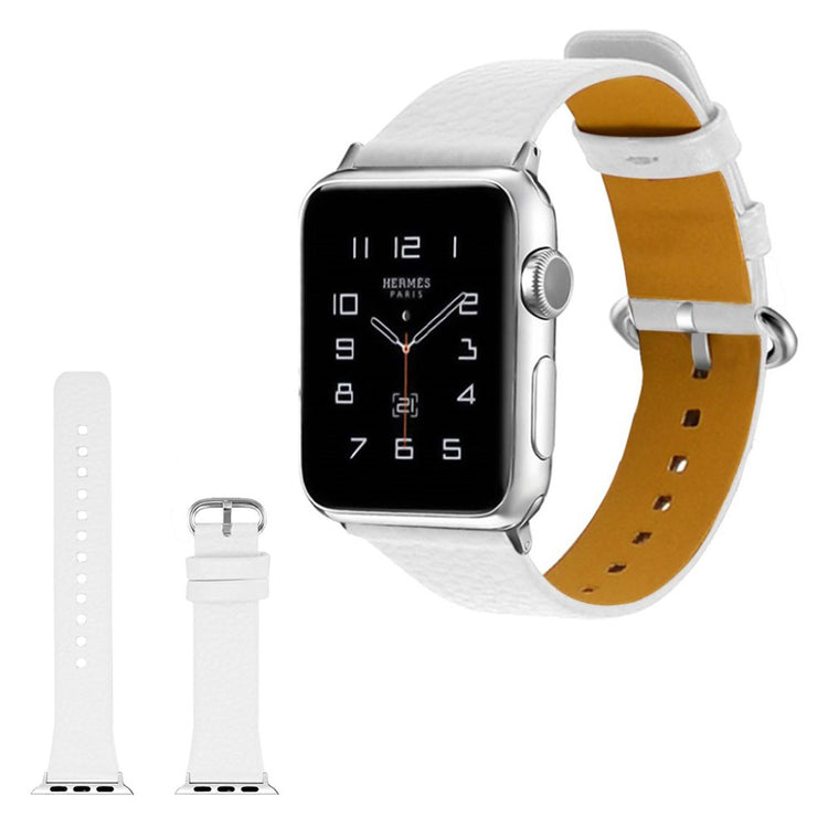 Skøn Apple Watch Series 1-3 38mm Ægte læder Rem - Hvid#serie_2