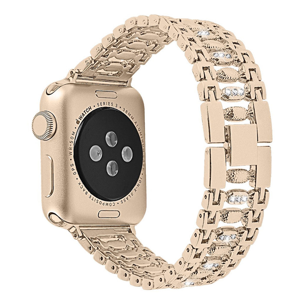 Slidstærk Apple Watch Series 4 40mm Metal og Rhinsten Rem - Guld#serie_1