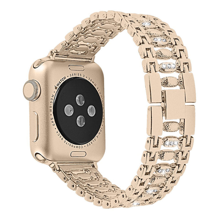 Slidstærk Apple Watch Series 4 40mm Metal og Rhinsten Rem - Guld#serie_1