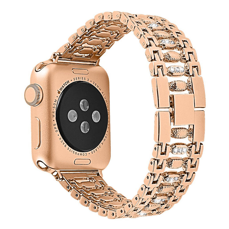 Slidstærk Apple Watch Series 4 40mm Metal og Rhinsten Rem - Guld#serie_4