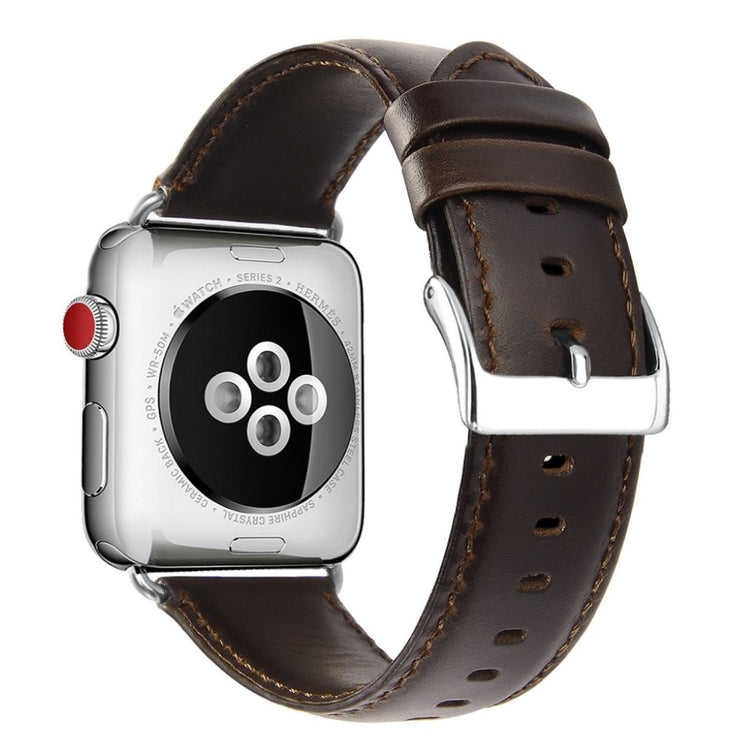 Helt vildt godt Apple Watch Series 4 44mm Ægte læder Rem - Brun#serie_2