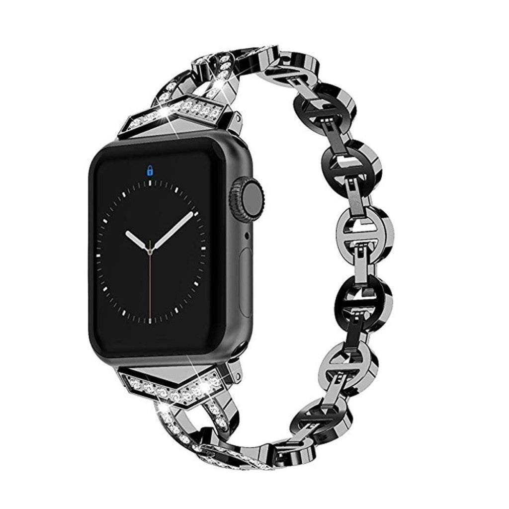 Vildt godt Apple Watch Series 5 40mm Metal og Rhinsten Rem - Sort#serie_1