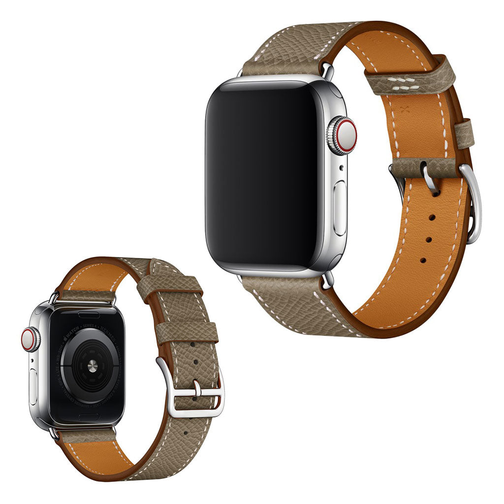 Meget skøn Apple Watch Series 5 40mm Ægte læder Rem - Sølv#serie_1