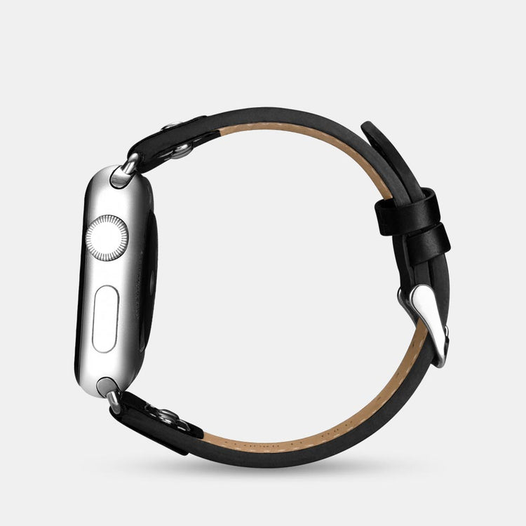 Komfortabel Apple Watch Series 5 40mm Ægte læder Rem - Sort#serie_1