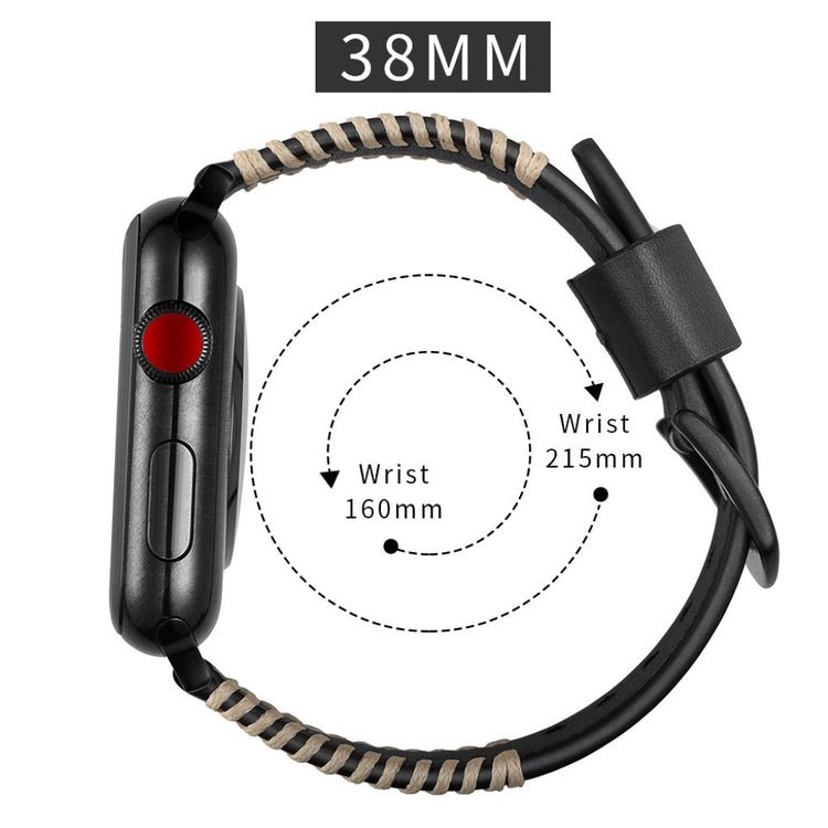  Apple Watch Series 5 40mm / Apple Watch 40mm Ægte læder Rem - Sort#serie_1