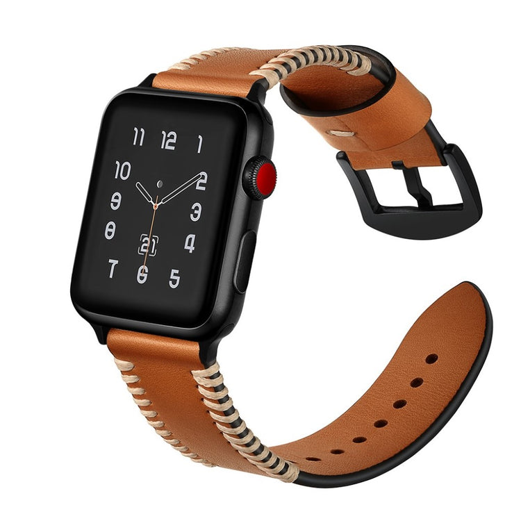  Apple Watch Series 5 40mm / Apple Watch 40mm Ægte læder Rem - Gul#serie_2